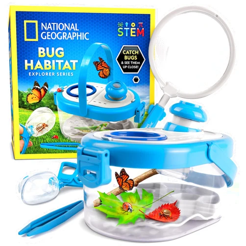 NATIONAL GEOGRAPHIC Bug Catcher Kit for Kids - Kids Bug Habitat with Magnified Viewer, Bug Catcher, Tweezers & Learning Guide, Insect Habitat, Outdoor Toys, Kids Bug Catching Kit, Bug Cage, Bug Box