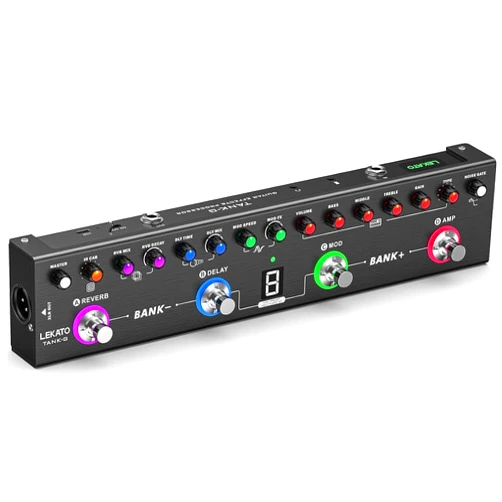 LEKATO Multi Effects Guitar Pedal, Guitar Effects Pedal with 36 Presets, Editable 4 Modules, Amp, Chorus, Delay, Reverb, IR CAB, Tuner, BT Connection, Music Recording