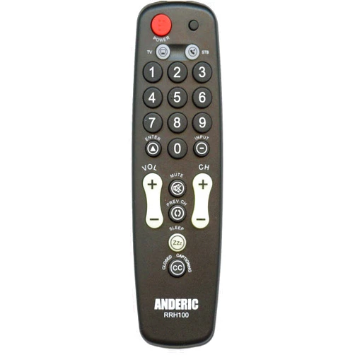 Anderic Hospitality Universal TV Remote Control - 1-Device - TV Only - Great for Seniors/Hospitality/Hotels/Motels/Resorts - Jumbo keys RRH100 (1-Pack)
