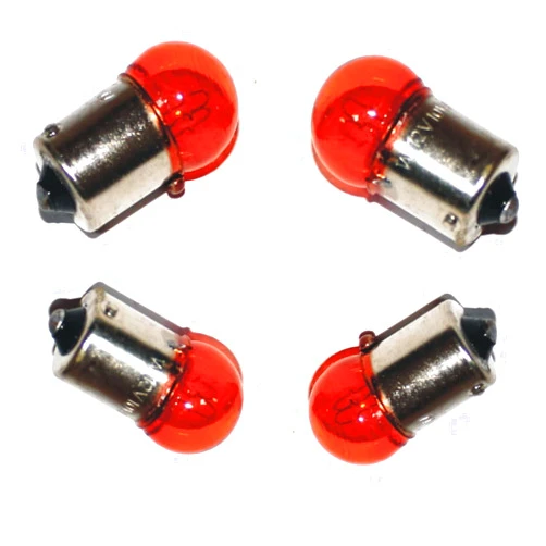 CELLWORLD SET OF 4 ORANGE OEM BLINKER TURN SIGNAL LIGHT BULBS 12V/10W BA15S SOCKET SCOOTER MOPED ATV GY6 PARTS TAOTAO JONWAY JMSTAR PEACE ZNEN BMS SUNL BAJA SYM ROKETA TANK JCL KEEWAY VENTO BENZHOU ETC.