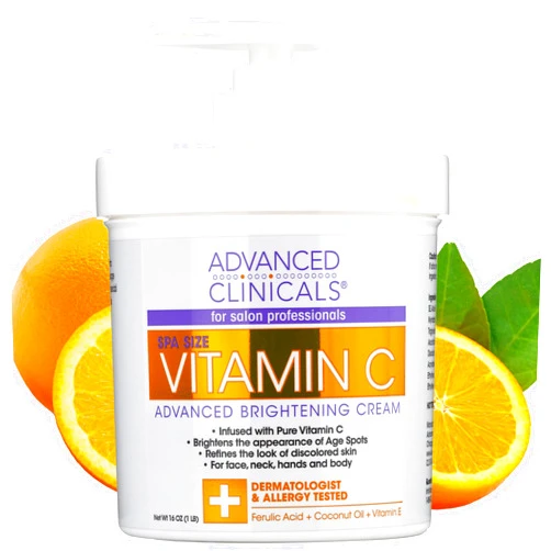 Advanced Clinicals Vitamin C Cream Face & Body Lotion Moisturizer | Anti Aging Skin Care Firming & Brightening Cream For Body, Face, Uneven Skin Tone, Wrinkles, & Sun Damaged Dry Skin, 16 Oz