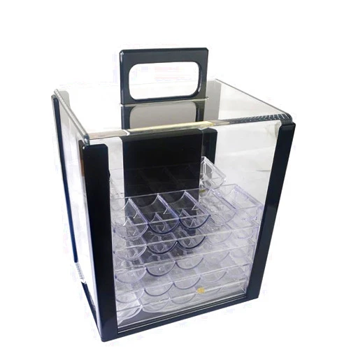 GOYMFK 10-Piece Clear Acrylic Poker Chip Rack Tray Holder Storage Carrier Case