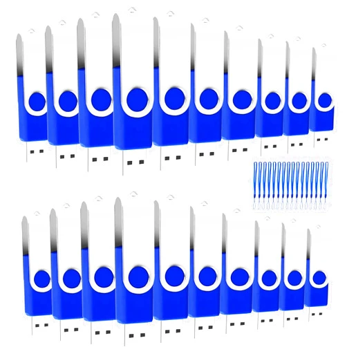 EASTBULL USB 8GB Bulk Flash Drives 50 Pack, EASTBULL USB 2.0 Swivel Thumb Drives Pack Metal USB Drives Fold Storage (Blue)
