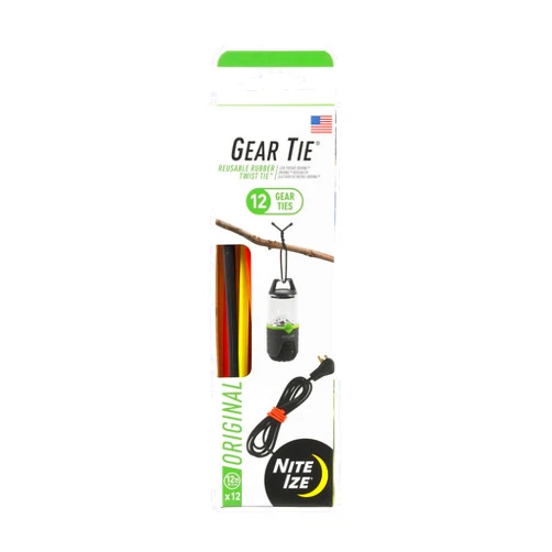 Nite Ize Original Gear Inch, Assorted, 12 Count Pro Pack, Made in The USA (GTPP12-A1-R8) Reusable Rubber Twist Tie, 12 Pack, Colors May Vary