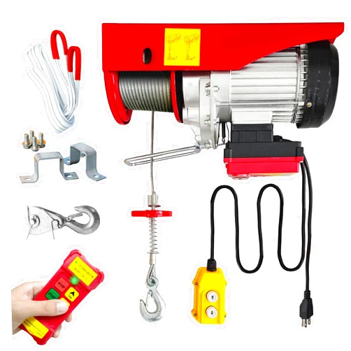 Senotoyar Electric Hoist 2 in 1,1320lbs Electric Hoist Winch with 98ft Wireless Control&Wired Remote Control,110v Electric Hoist 59ft/29.5ft Lifting Height for Garage Warehouse Factory,Single/Double Slings