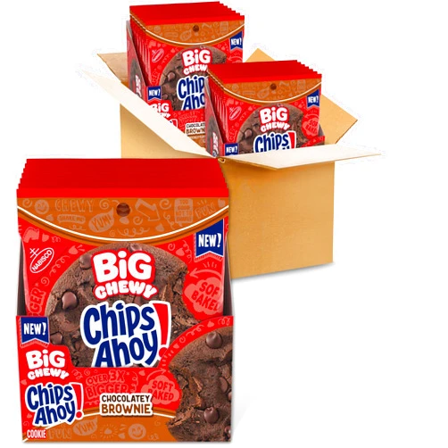 CHIPS AHOY! Big Chewy Chocolate Chip Cookies, Chocolatey Brownie, 14 Snack Packs (1 Cookie Per Pack)