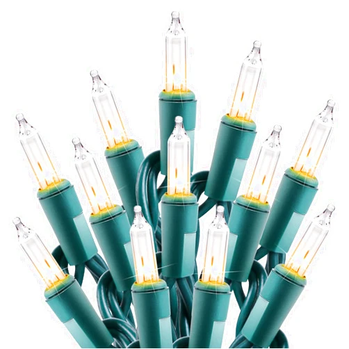 Minetom Clear Christmas String Lights 100 Count 25 Feet Incandescent Bulb Mini Lights for Indoor Xmas Tree Garland Birthday Wedding Party Festival Decoration, Green Wire