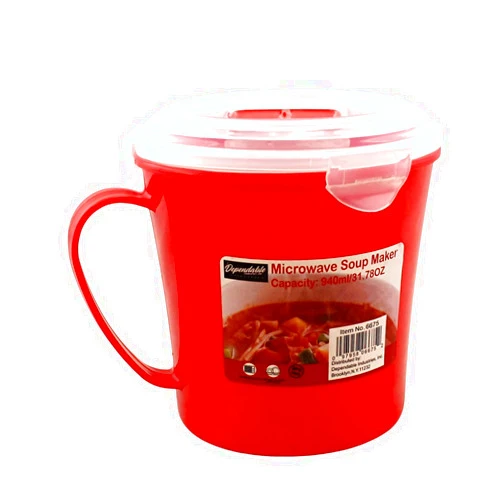 Dependable Industries inc. Essentials Dependable Industries Microwave Soup and Stew Maker Mug Noodles Steamer Ramen Oatmeal with Steam Vent and Splash Cover BPA-Free
