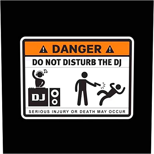 NTICKER 2 pcs Don't Disturb The DJ Funny Warning DJ Stickers Decals, 4 inches, for Laptop, Car Bumper, Window, Suitcase