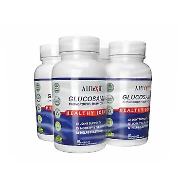 Alfa Vitamins Laboratories, Inc ALFLEXIL - Glucosamine - Chondroitin - MSM - Collagen Dietary Supplements for Healthy Joints - 90 Capsules Bottle - 4 Pack