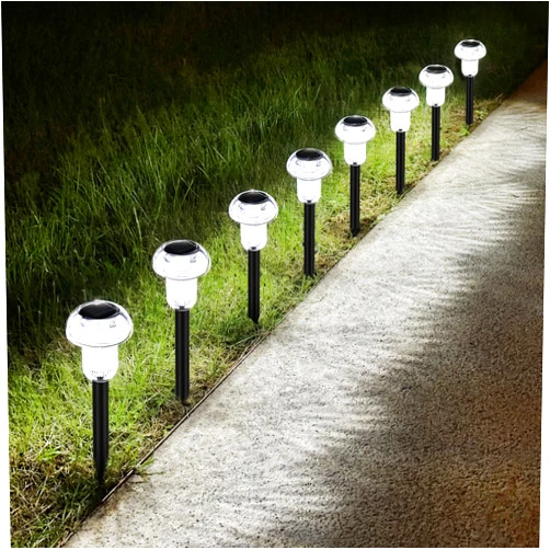 Kukuzon Solar Pathway Lights Outdoor, 8 Pack LED Solar Yard Lights Outdoor Waterproof, Solar Landscape Lights, Outdoor Solar Lights for Yard, Garden, Landscape, Path, Patio, Driveway (Cold White)