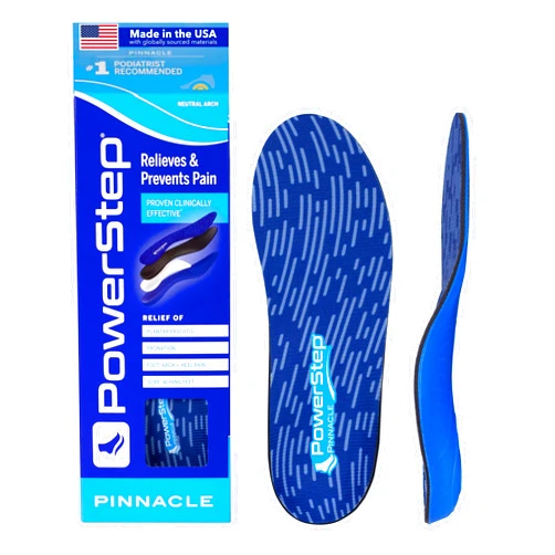 PowerStep Pinnacle Insoles - Orthotics for Plantar Fasciitis Relief – Made in USA Orthotic Insoles for Arch Support with Moderate Pronation - #1 Podiatrist Recommended (M 11-11.5 W 13-13.5)