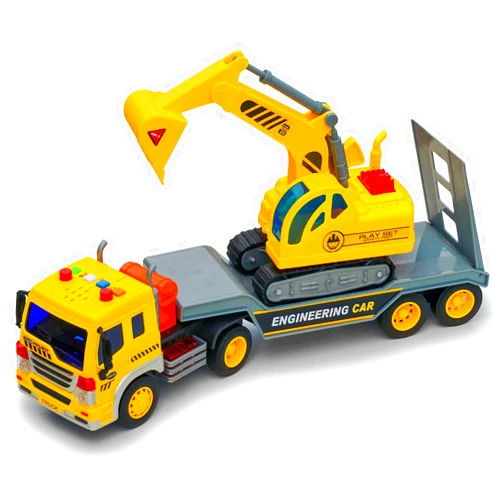 TOYTHRILL Tow Truck with Excavator Toy for Boys 2+ Year Old, Construction Truck Toy with Excavator, Semi Truck with Lights and Sounds, Flatbed Truck Toy Push and Go Construction Vehicle for Kids