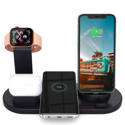 SUPNEKUA Wireless Charging Station,4 in 1 Wireless Fast Charger Stand for Apple iWatch Series Se 6 5 4 3 2 1, AirPods Pro 10W Qi Fast Charging Dock Station for iPhone 11, 11 Pro max, Xr, Xs max, X