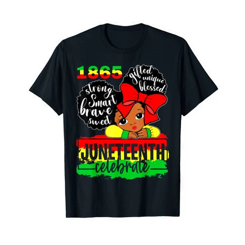 Black Girl Kid Juneteenth Independence 19th June Black Girl Juneteenth 1865 Celebrate Indepedence Day Kids T-Shirt
