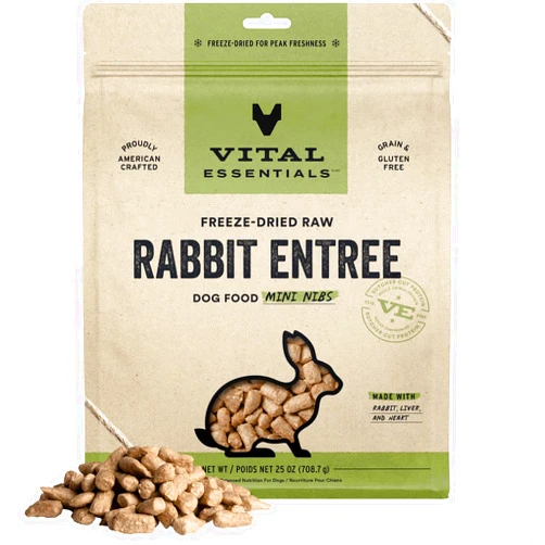 Vital Essentials® Freeze-Dried Raw Rabbit Entree & Mixer Dog Food Crunchy Mini Nibs, 25 oz