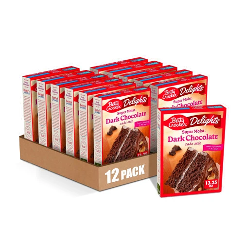 Betty Crocker Delights Super Moist Dark Chocolate Cake Mix, 13.25 oz. (Pack of 12)