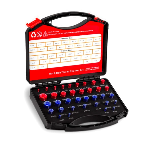 JYakeji 36 PCS Nut and Bolt Thread Checker,Quickly Identify nut Bolt Thread Checker with Carry case, Perfect for Checking Sizes in Tricky and Narrow Areas, 19 Inch & 17 Metric