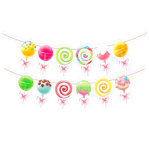 Josimen Colorful Lollipop Banner, Candyland Banner, Rainbow Candy Banner, Dessert Bunting Decoration for