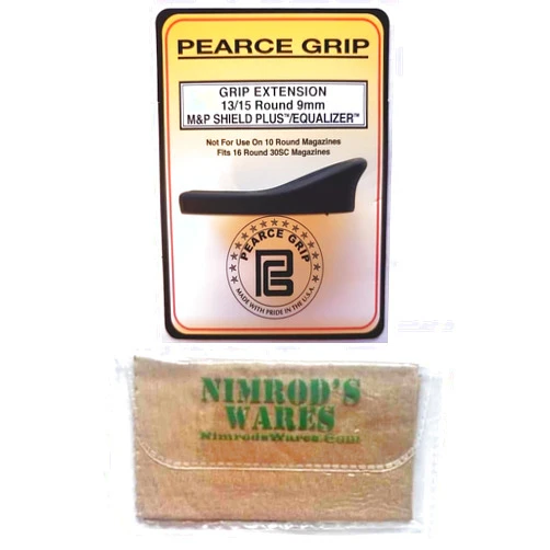 Nimrod's Wares Pearce Grip Extension Compatible with S&W M&P 9 Shield Plus .30SC 16 Rd PG-SP13 Bundle with Microfiber Cloth