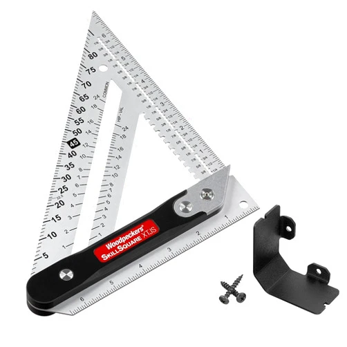 Woodpeckers SkillSquare, Job Site, Carpenters Square for Rafter, Construction, Woodworking, Stainless Steel Triangle Ruler Tool, Phenolic XT Handle