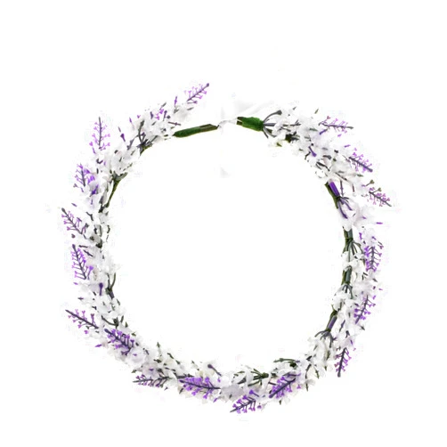 Accesyes Lavender Headband Bridal Woodland Garland Flower Hair Wreath Wedding Accessories BOHO Crown Beach Girls Headpiece (White)