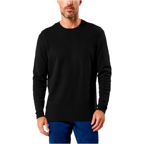 INTO THE AM Long Sleeve Waffle Knit Shirt S-4XL Premium Crew Neck Long John Thermal Shirts for Men