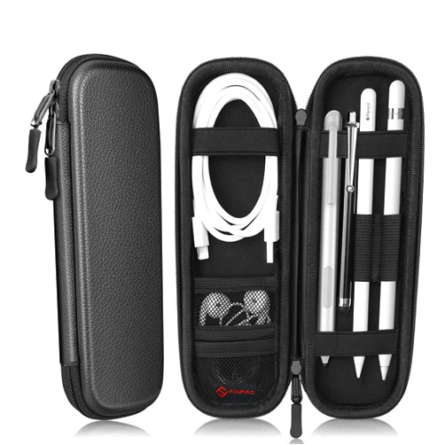 Fintie Holder Case for Apple Pencil Pro, Apple Pencil (USB-C / 1st / 2nd Generation), PU Leather Carrying Bag Sleeve Compatible with Pen, USB Cable, Samsung Stylus, Black