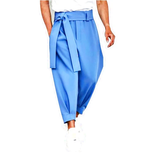 GTHTTT Mens Loose Casual Lightweight Elastic Waist Beach Pants Harem Trousers Hip Hop Loose Washed Stretch Pencil Pants