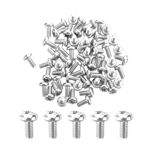 MroMax 30Pcs M4 x 8mm Pan Head Phillips Machine Screws, 304 Stainless Steel 18-8, Fully Thread, Metric Silver Gray Cross Head Screws Bolts for Cabinet Drawer Knob Pull Handle