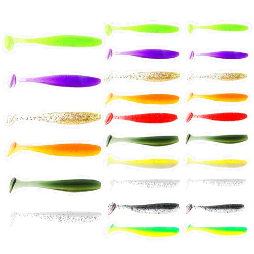 Cobee 26 Pieces Soft Fishing Bass Lures, Paddle Tail Swimbaits Silicone Swim Baits Bass Lures Drop Shot Lures for Trout Crappie Bass Saltwater, Freshwater 2.16 in/2.75 in/3.54 in 3 Size (Multicolor)