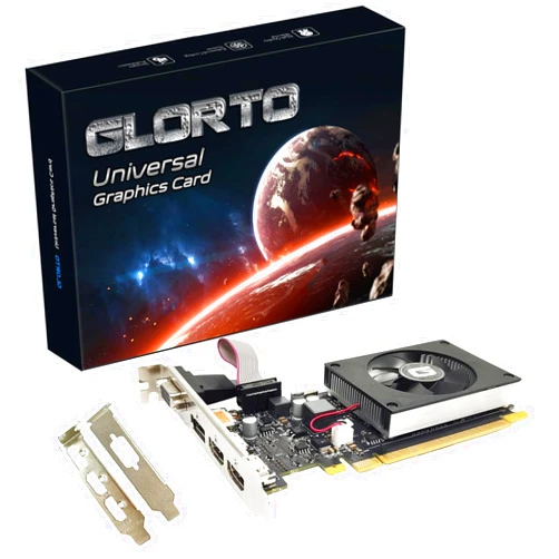 Glorto GeForce GT 730 4G Low Profile Graphics Card, 2X HDMI, DP, VGA, DDR3, PCI Express 2.0 x8, Entry Level GPU for PC, SFF and HTPC, Compatible with Windows 11