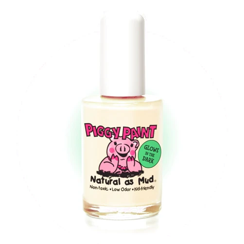 Piggy Paint | 100% Non-Toxic Girls Nail Polish | Safe, Cruelty-free, Vegan, & Low Odor for Kids | Radioactive (Clear, Glows in the Dark)