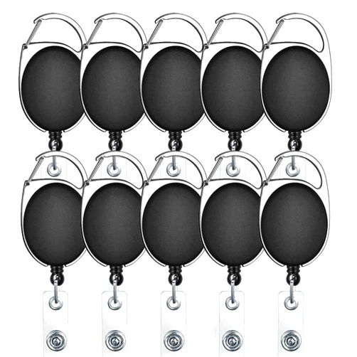 selizo 10pcs Retractable Badge Holders Retractable ID Badge Clips Badge Reels Retractable with Carabiner Reel Clip