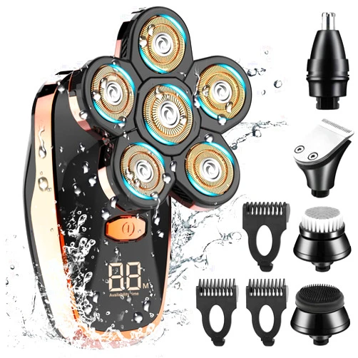 CHLANT Head Shavers for Bald Men, CHLANT 5-in-1 Electric Shaver for Men Wet and Dry Electric Razor Waterproof Cordless Rechargeable, Multifunctional Shaving Machine Grooming Kit Nose Ear Hair Beard Trimmer