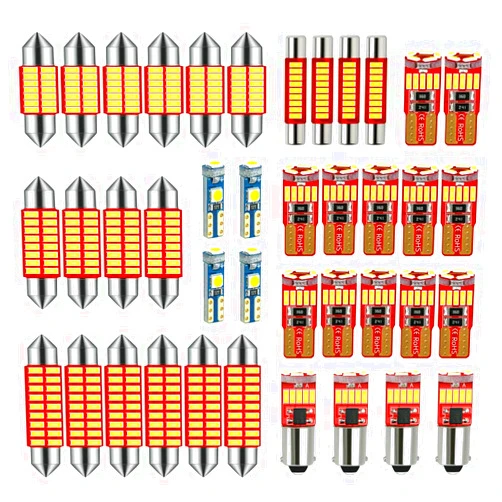 DODOFUN 12V 31MM DE3175 36MM 6418 41MM 6411 T10 2825 BA9S 64111 T5 74 6615F 6612F LED bulb Combo Kit 6000K White for Car Truck Interiors Map Dome Trunk Cargo Door Courtesy License Plate Light 40-Pack