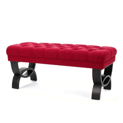 Christopher Knight Home Scarlett Tufted Fabric Ottoman Bench, Deep Red