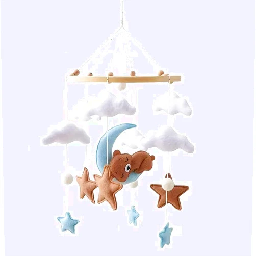 GOODMOM Baby Crib Mobile for Boys Girls Sleeping Bear Mobile for Crib, Baby Bassinet Mobile Toy for Soothing Sleep Gender Neutral Nursery Mobile - Sun, Moon, Cloud, Bear
