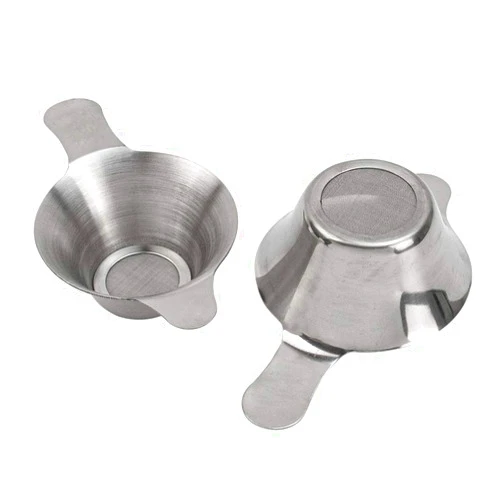 AUEAR, 2 Pack Different Size Stainless Steel Mini Strainer Fine Mesh Tea Funnel Coffee Filter with Double Handles