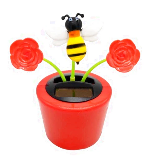 Generic 10x Swinging Plant Doll Solar Powered Flowerpot Rose Honeybee Decor