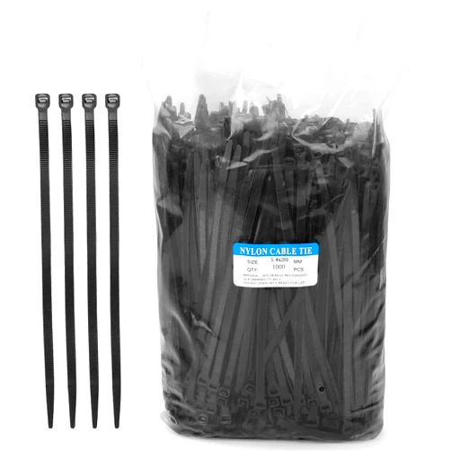 Generic Black Zip Ties 8 inch 1000 pack Heavy Duty with Tensile Strength 75lbs Cable Ties UV Resistant Industrial Self Locking 8