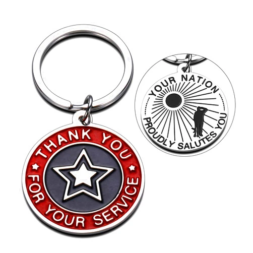 AMBREGRISSUN Thank You for Your Service Military Appreciation Retirement Keychain Gifts for Veteran Army Navy Air Force Marines Coast Guard Keyring for Thanksgiving Day Deployment Veterans Day Independence Day