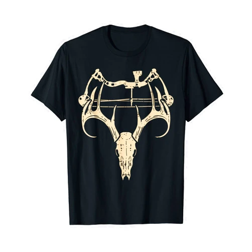 BoredKoalas Hunting Shirts American Hunter Gifts Deer Skull Compound Bow Retro Hunting Archery Dad Archer T-Shirt