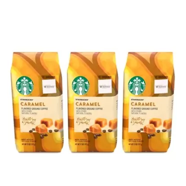 Starbucks Flavored Ground Coffee, Caramel, 11 OZ Caramel 11 Ounce (Pack of 3)
