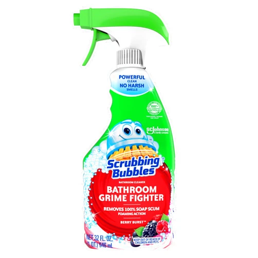 SC Johnson Scrubbing Bubbles Bathroom and Shower Cleaner Spray, Foaming Action Bathroom Grime Fighter Removing Soap Scum, Berry Burst Scent, 32oz