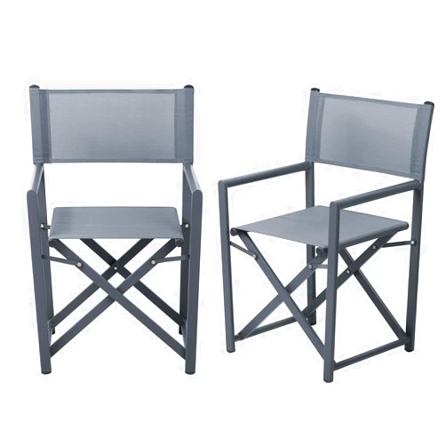 Outogether 2-Pack Aluminium Directors Chairs Camping Chair Portable Folding Chair Outdoor and Indoor Use for Living Room, Patio, Backyard, Picnic and Balcony (1, Grey)