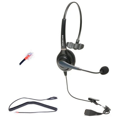 OvisLink Call Center Headset Compatible with Grandstream Phones | RJ9 Headset Quick Disconnect Included | Noise Canceling | Flexible & Rotatable Microphone | Lightweigt, Durable, 2 Year Warranty