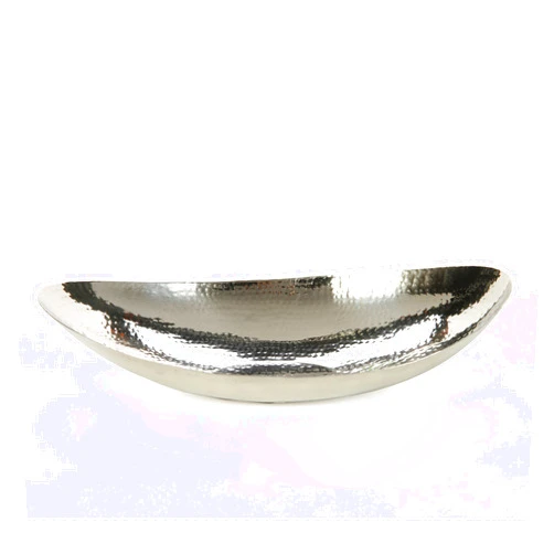 Hosley 13.5 Inch Hammered Stainless Steel Oval Bowl Ideal for Orbs and Dry Potpourri as well as Ball Candles Great for Weddings and Special Events O4