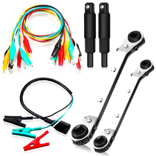 Mimorou 3 Pcs HVAC Service Wrench Tool Refrigeration Wrench with Hexagon Bit Adapter 3/16” to 3/8” 5/16'' x 1/4'' Adaptor Cord Compatible with Rt250/Et310 Crocodile Alligator Clip Electrical Lead Test