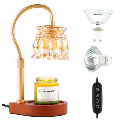 OHBET Candle Warmer Lamp with Timer, Candle Lamp Warmer with Dimmer & Height Adjustable, Flower Lamp Candle Warmer for Jar Candles, Dimmable Candle Warmer Lamp with 2 Bulbs, House Warming Decor Gifts